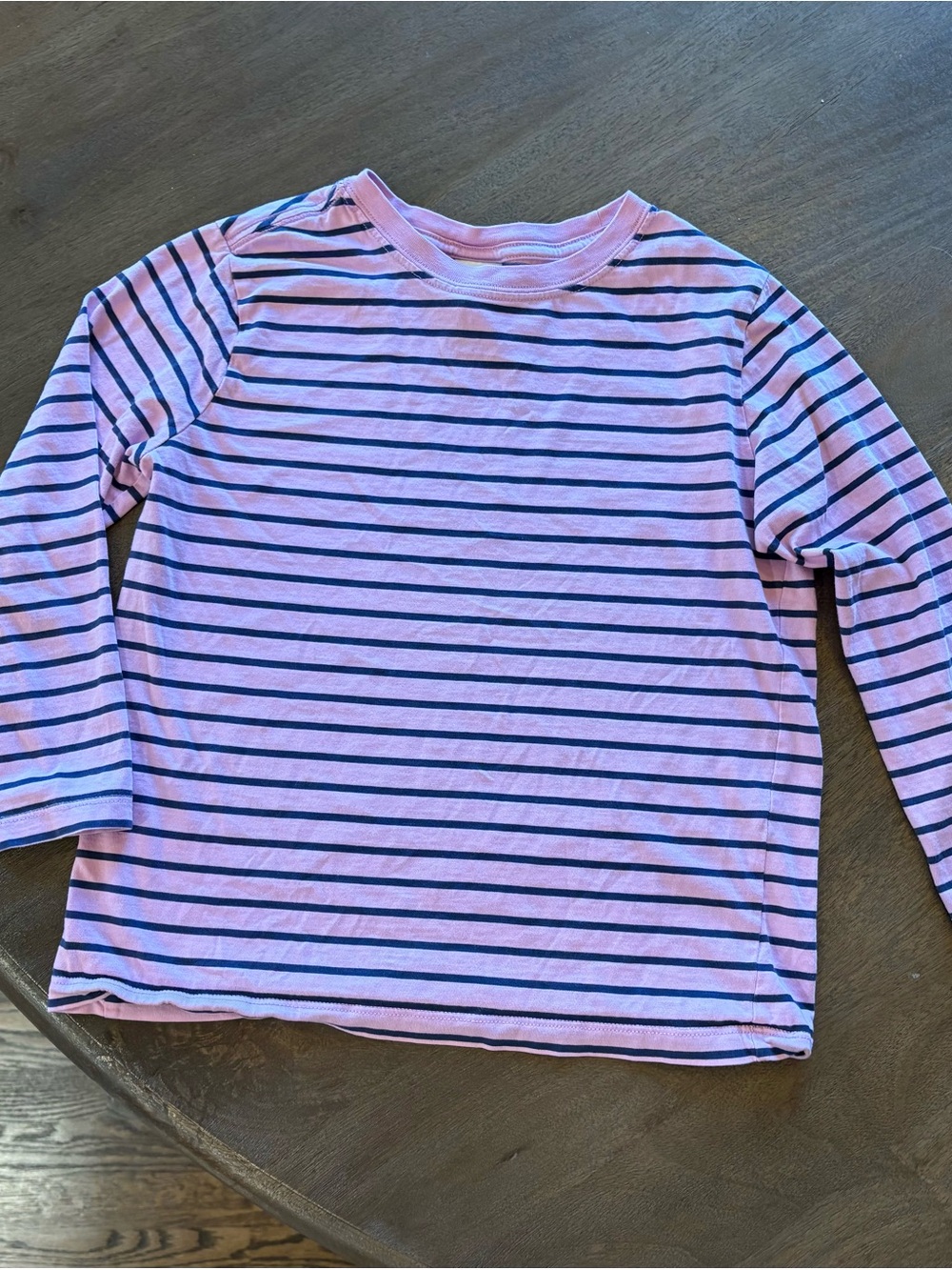 Hanna Andersson Girls' Long Sleeve Lavender & Navy Stripe Top
